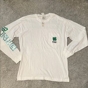 PINK Victoria's Secret White Long Sleeve with Green Accents